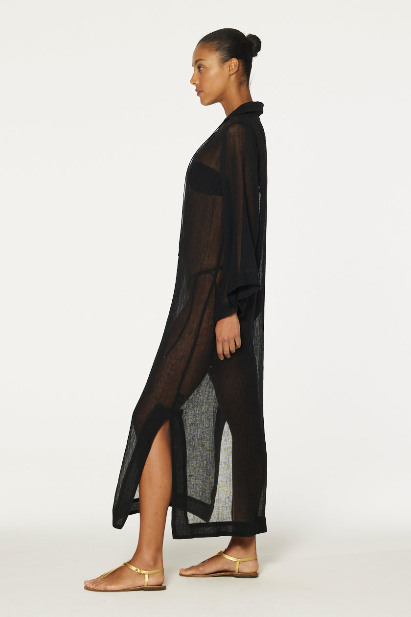 THE TUNIC CAFTAN in BLACK SORRENTO GAUZE