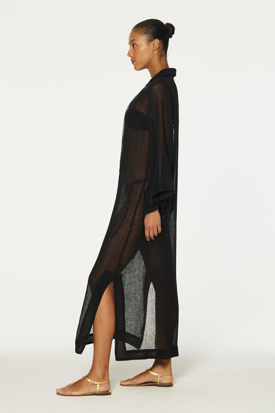 THE TUNIC CAFTAN in BLACK SORRENTO GAUZE