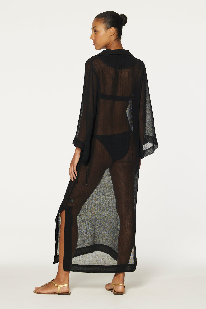 THE TUNIC CAFTAN in BLACK SORRENTO GAUZE