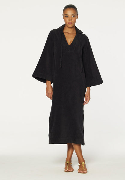 THE TUNIC CAFTAN in BLACK TERRY CLOTH