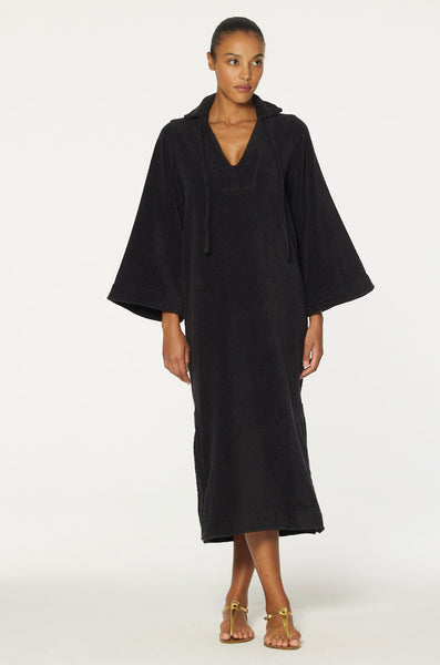 THE TUNIC CAFTAN in BLACK TERRY CLOTH