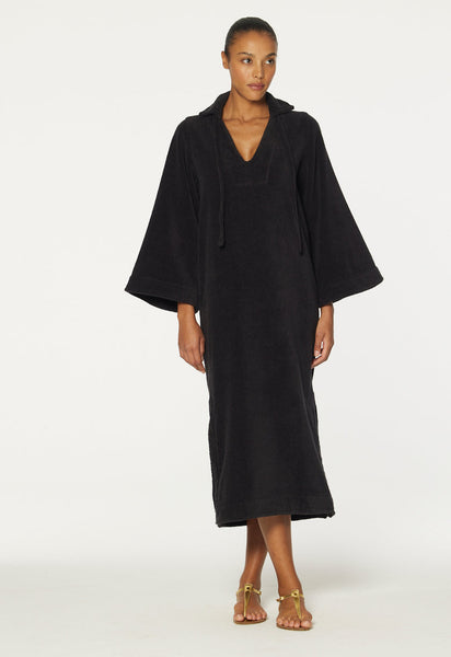 THE TUNIC CAFTAN in BLACK TERRY CLOTH