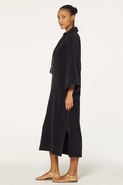 THE TUNIC CAFTAN in BLACK TERRY CLOTH