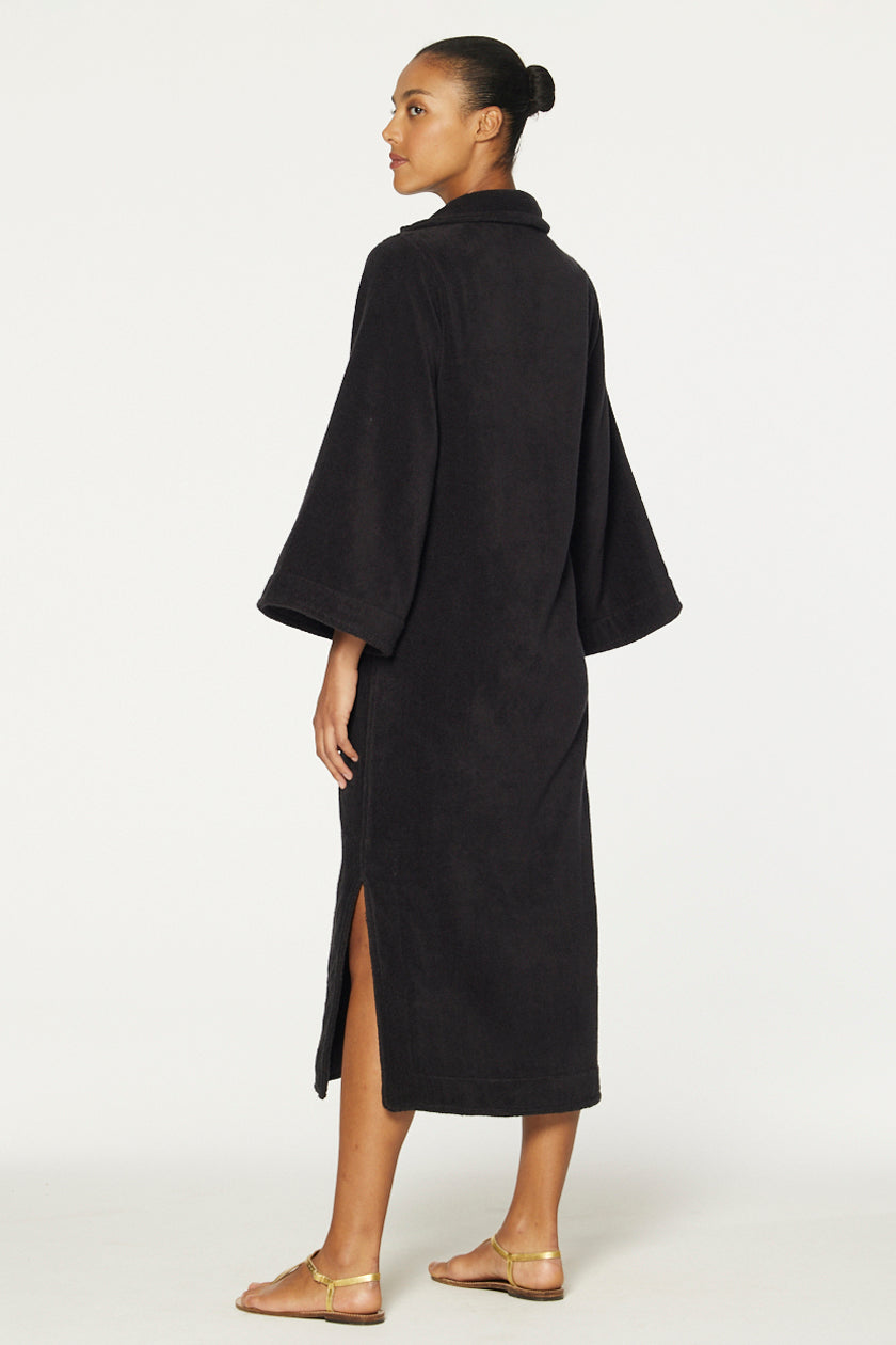 THE TUNIC CAFTAN in BLACK TERRY CLOTH