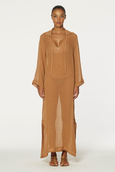 THE TUNIC CAFTAN in CARAMEL SORRENTO GAUZE