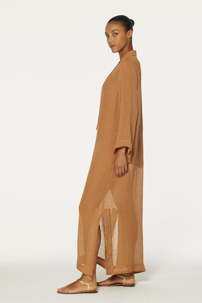 THE TUNIC CAFTAN in CARAMEL SORRENTO GAUZE