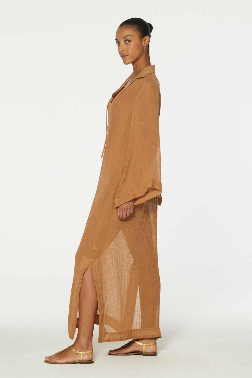 THE TUNIC CAFTAN in CARAMEL SORRENTO GAUZE