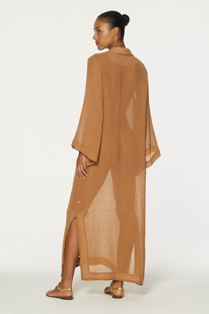 THE TUNIC CAFTAN in CARAMEL SORRENTO GAUZE