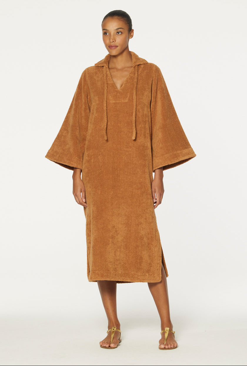 THE TUNIC CAFTAN in CARAMEL TERRY CLOTH