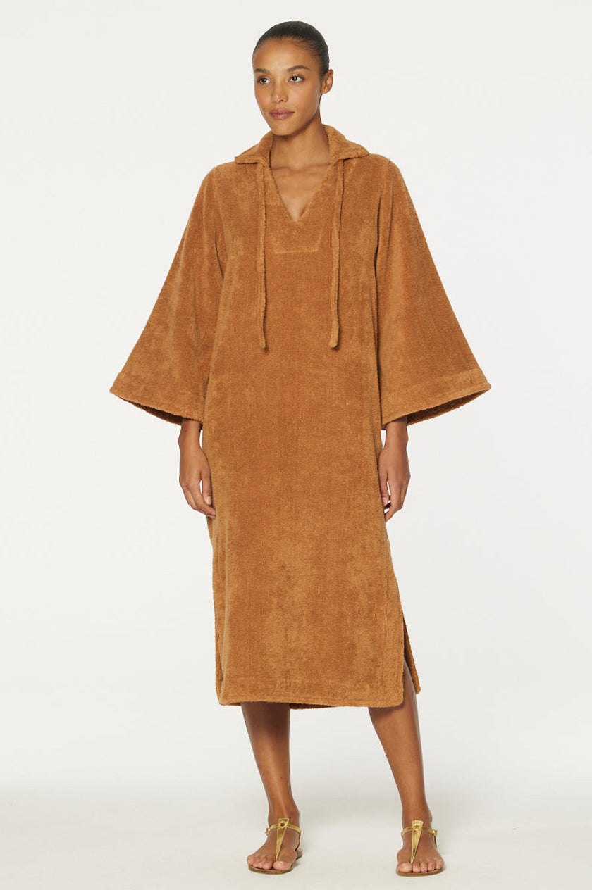 THE TUNIC CAFTAN in CARAMEL TERRY CLOTH