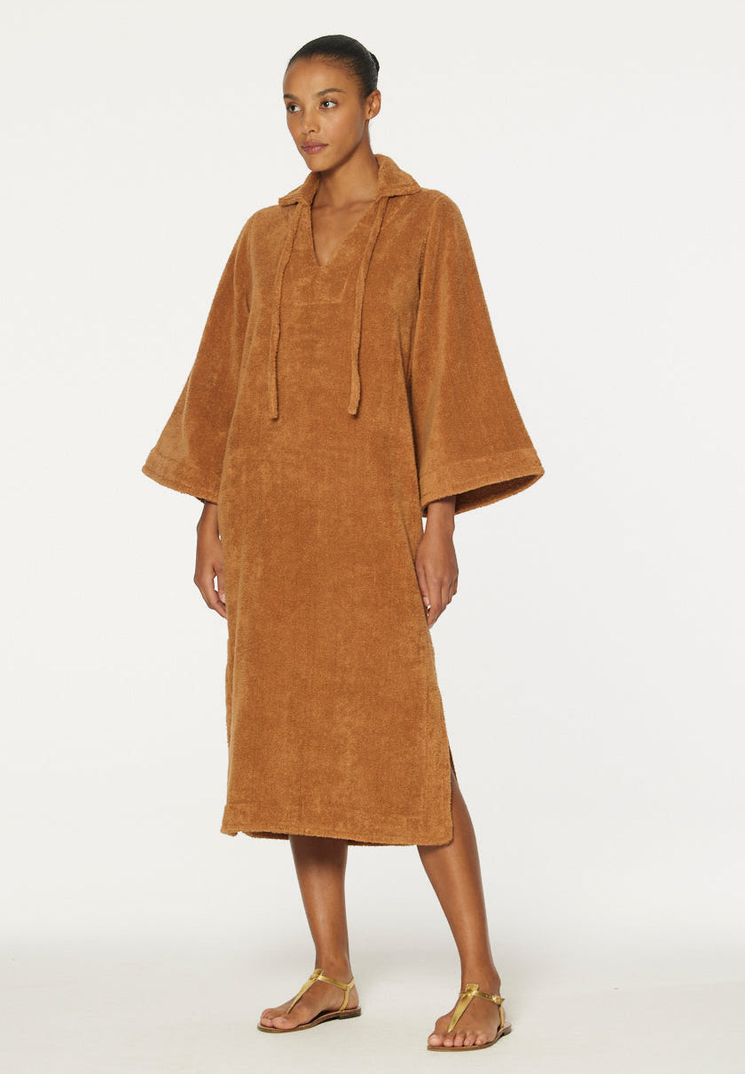 THE TUNIC CAFTAN in CARAMEL TERRY CLOTH