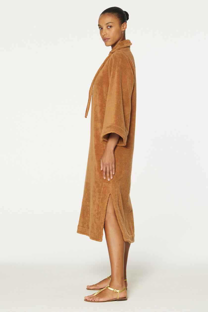 THE TUNIC CAFTAN in CARAMEL TERRY CLOTH