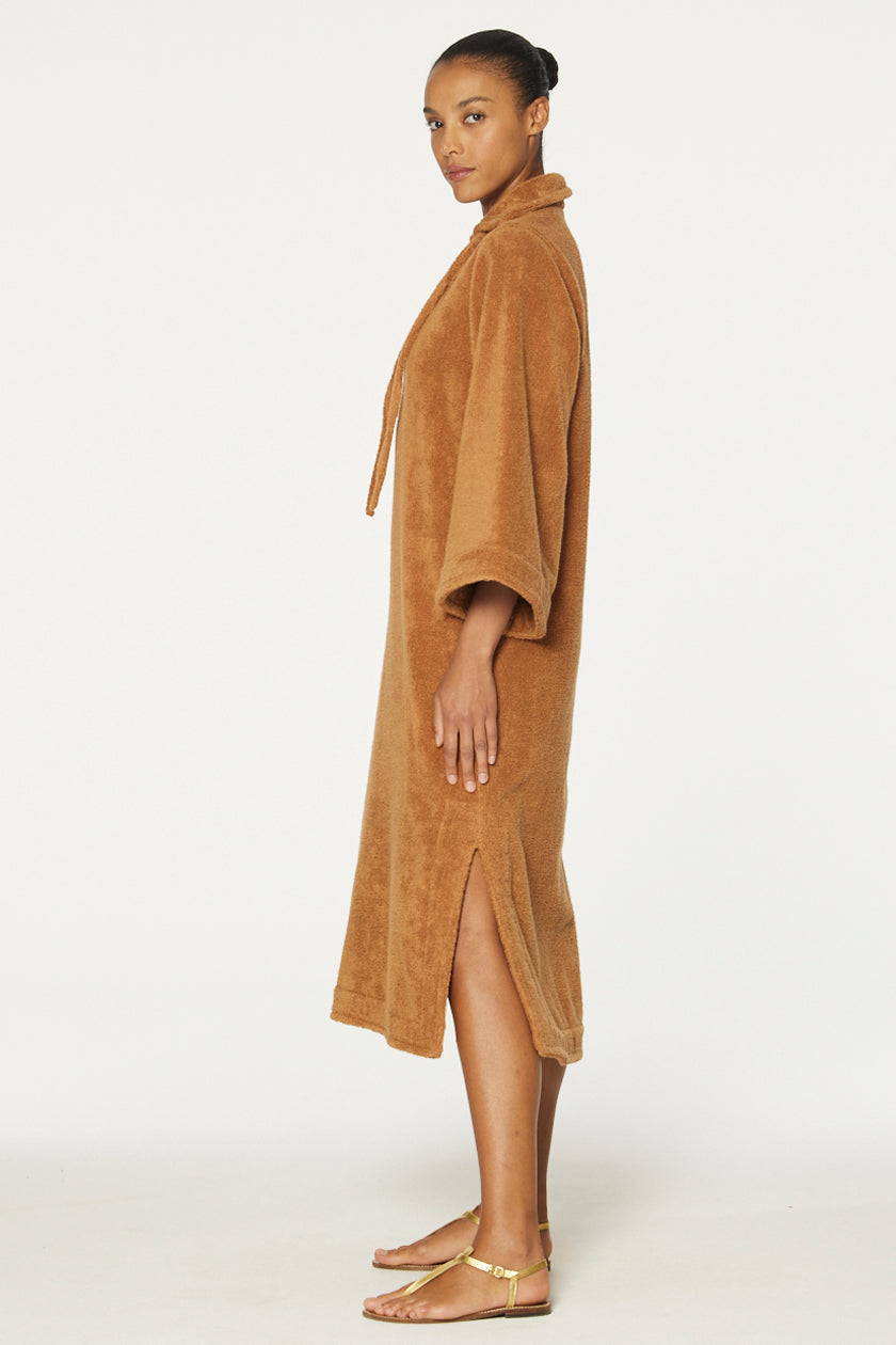 THE TUNIC CAFTAN in CARAMEL TERRY CLOTH