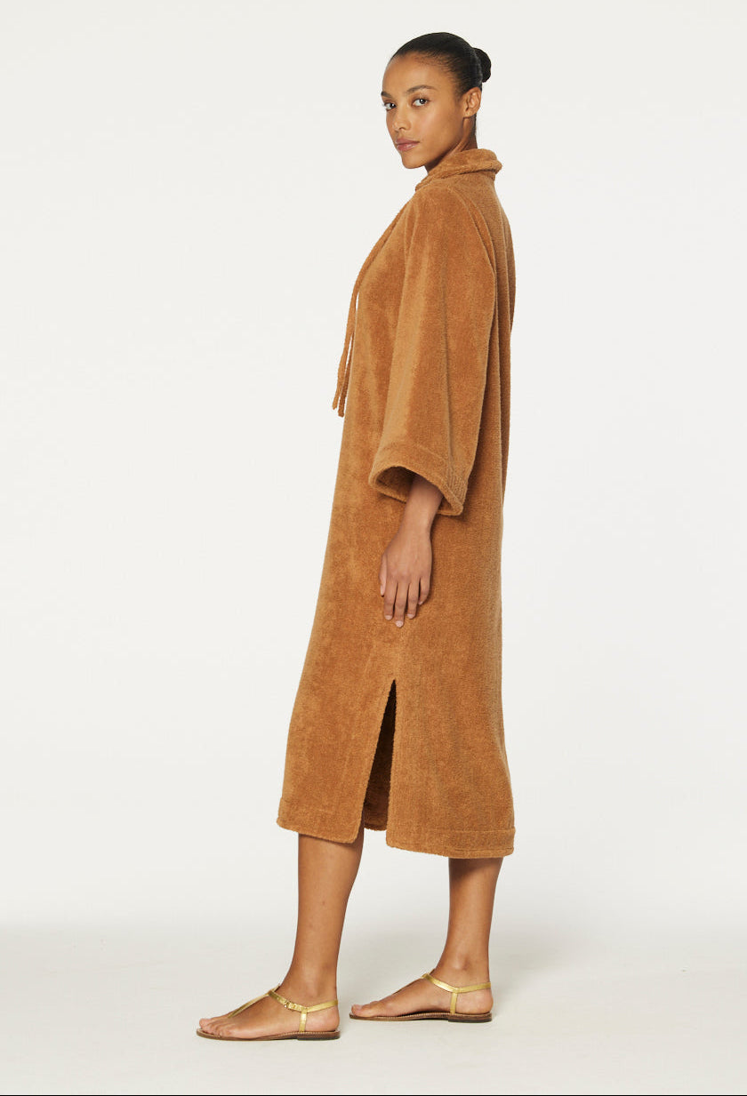 THE TUNIC CAFTAN in CARAMEL TERRY CLOTH