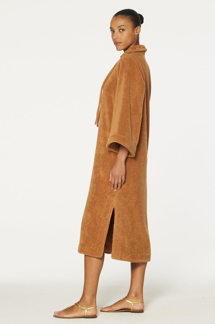 THE TUNIC CAFTAN in CARAMEL TERRY CLOTH