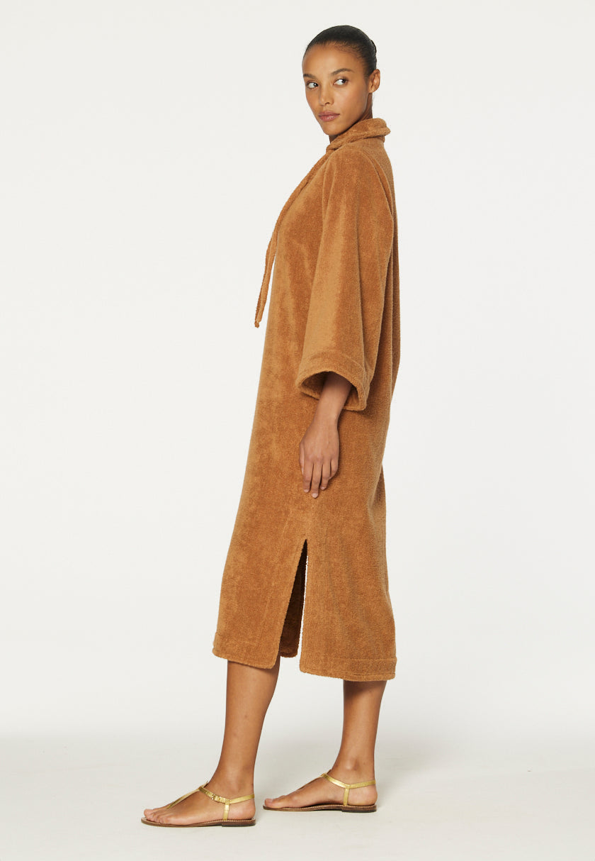 THE TUNIC CAFTAN in CARAMEL TERRY CLOTH
