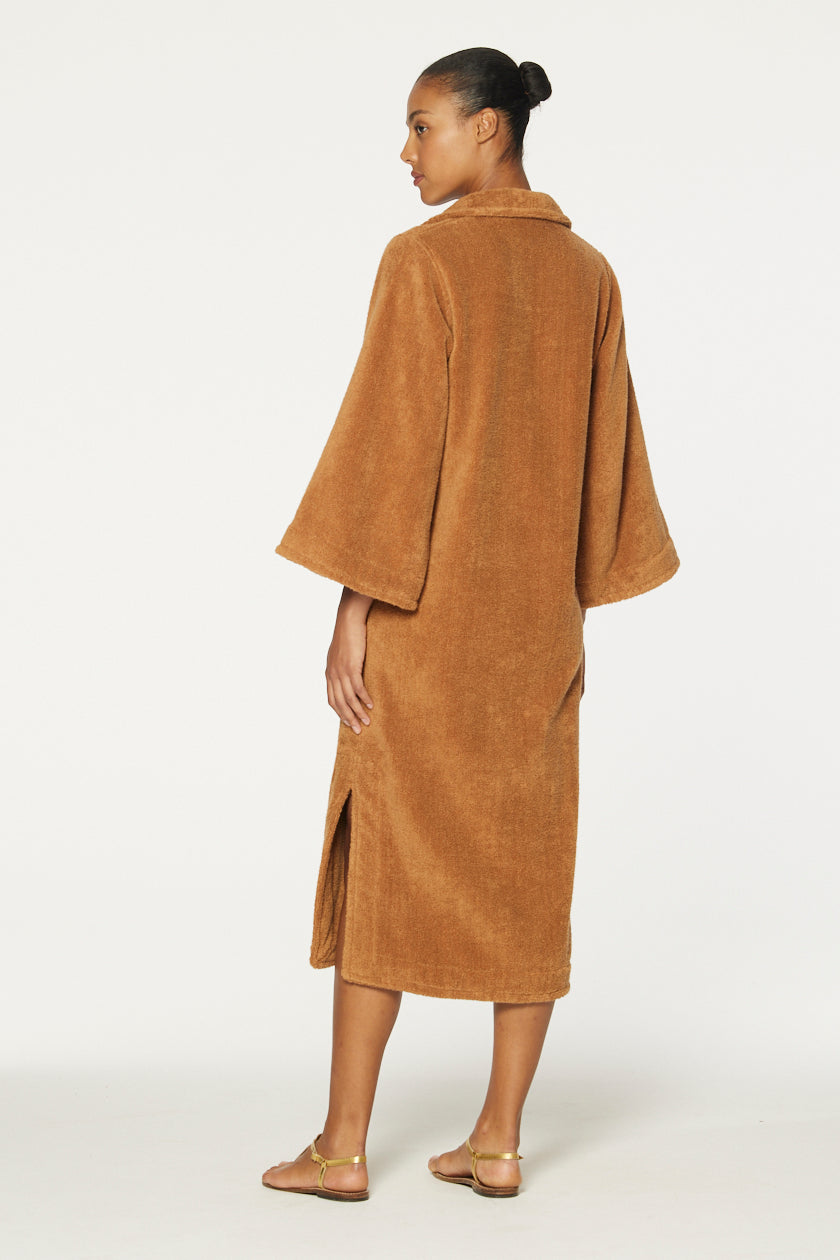 THE TUNIC CAFTAN in CARAMEL TERRY CLOTH