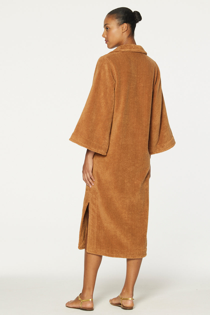 THE TUNIC CAFTAN in CARAMEL TERRY CLOTH