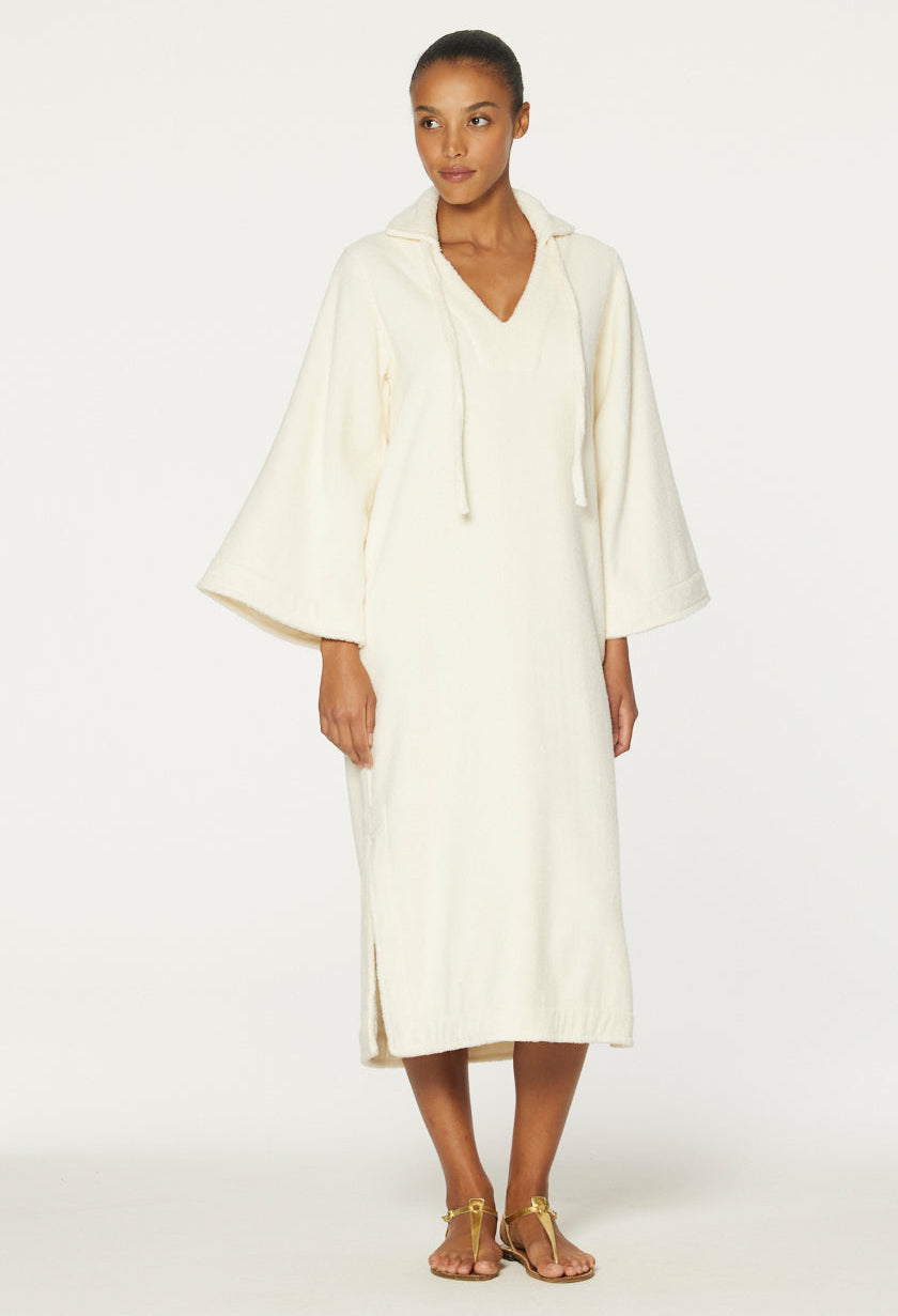 THE TUNIC CAFTAN in CREAM TERRY CLOTH