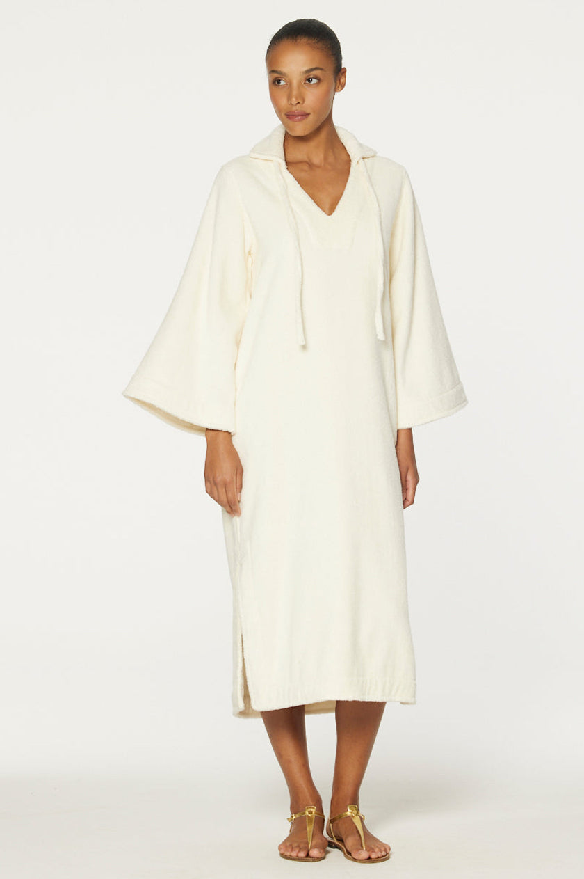 THE TUNIC CAFTAN in CREAM TERRY CLOTH