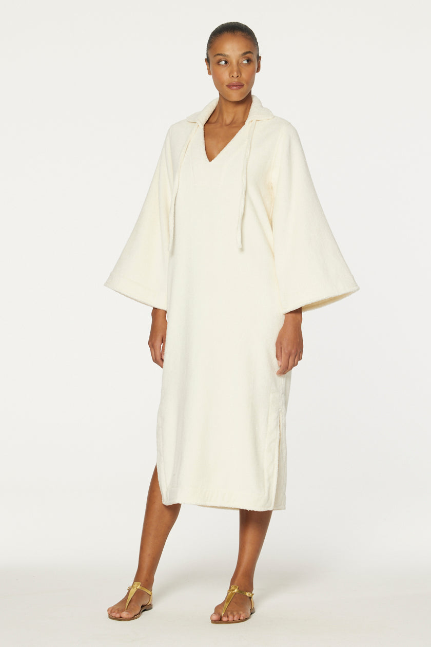 THE TUNIC CAFTAN in CREAM TERRY CLOTH