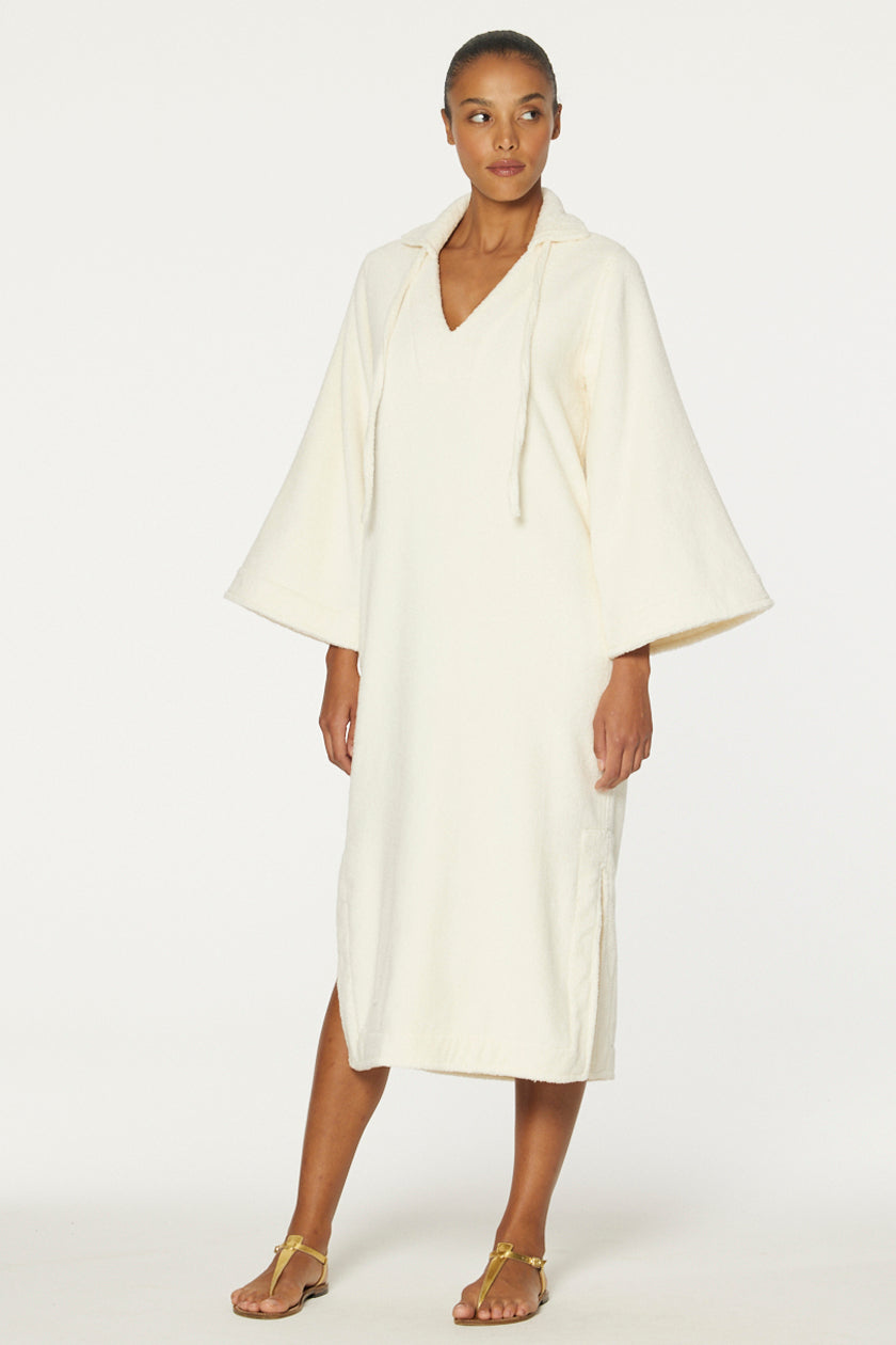 THE TUNIC CAFTAN in CREAM TERRY CLOTH