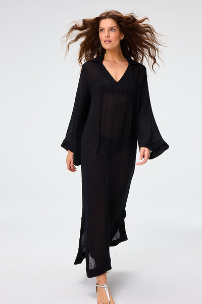 THE TUNIC CAFTAN in BLACK SORRENTO GAUZE