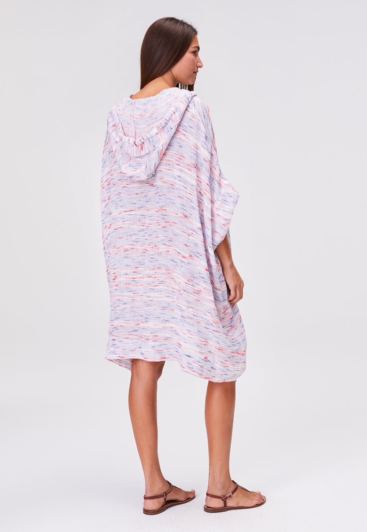 THE HOODED PONCHO in MULTI STRIPED GAUZE