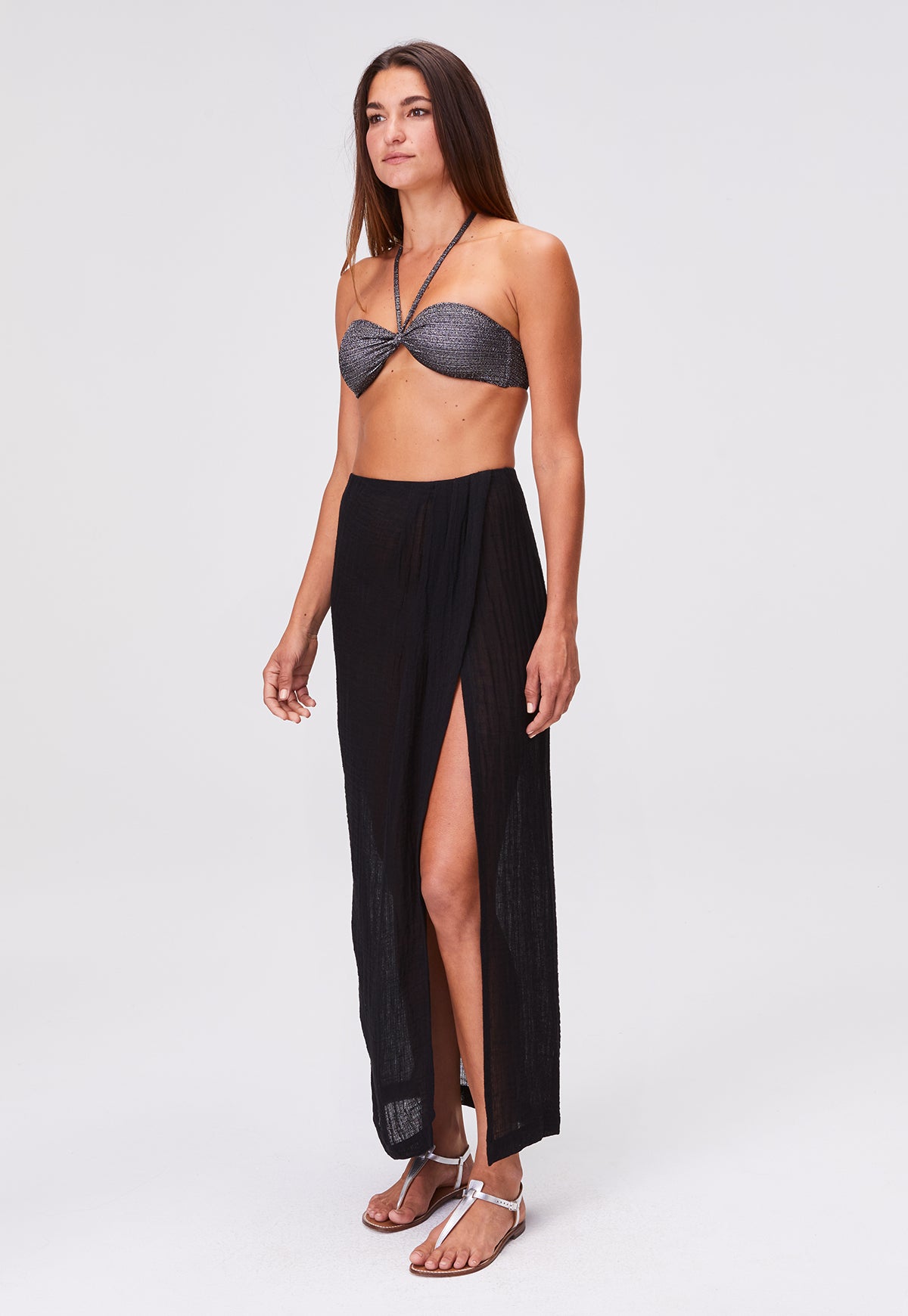 THE SARONG SKIRT in BLACK GAUZE