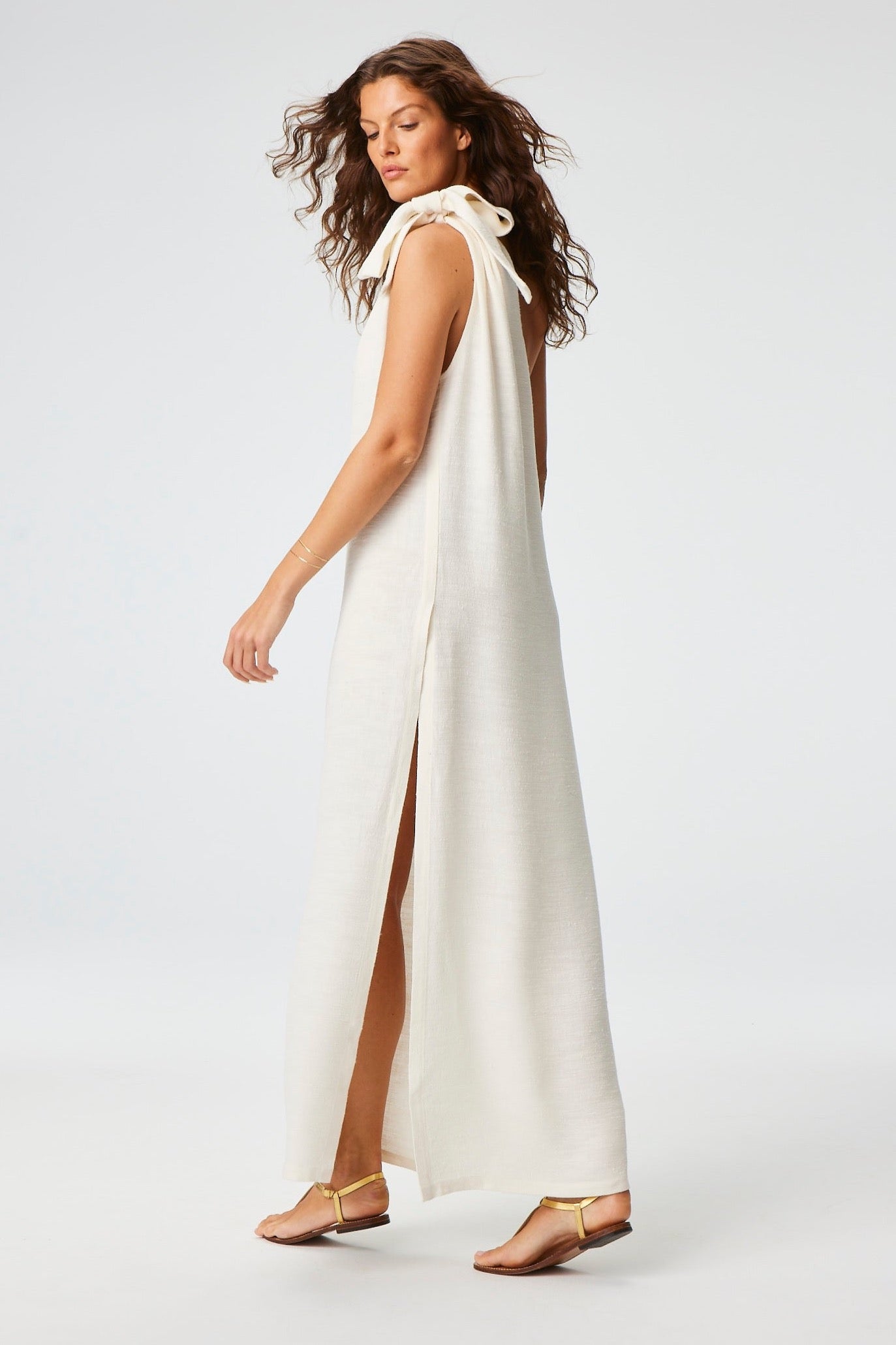 THE SARONG DRESS in WHITE SHANTUNG