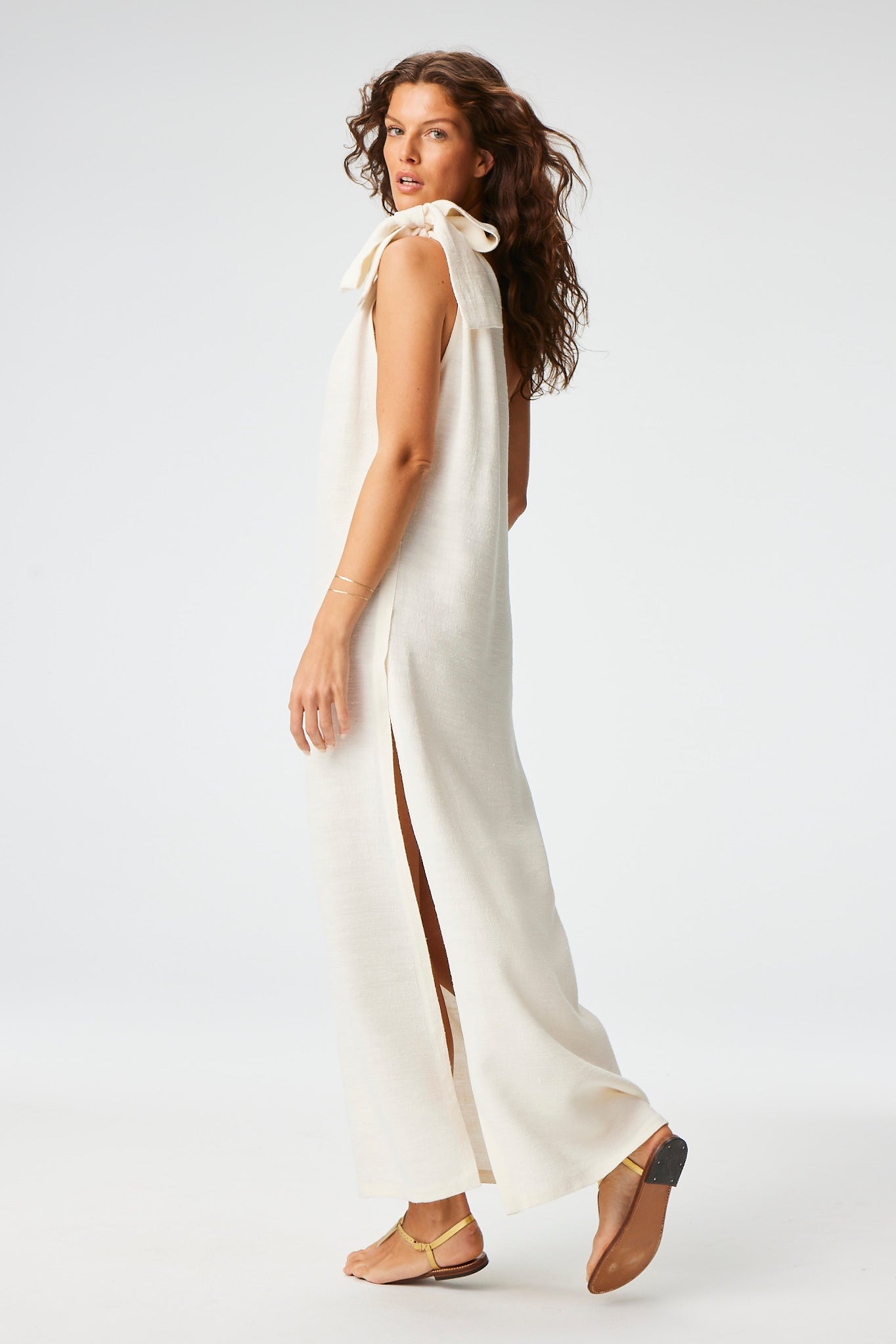 THE SARONG DRESS in WHITE SHANTUNG