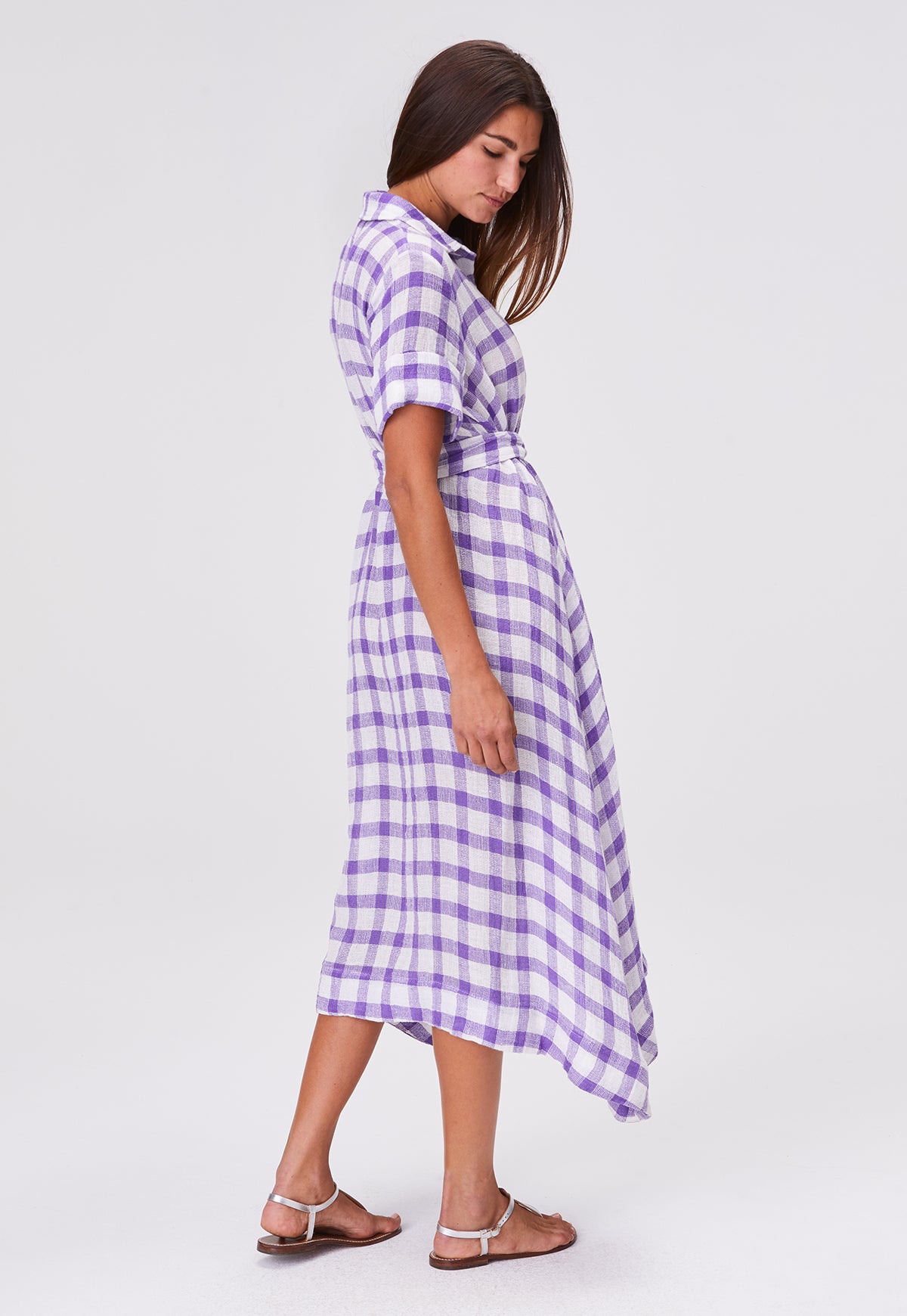 THE SHIRT DRESS CLASSIC in LAVENDER GINGHAM CHIOS GAUZE