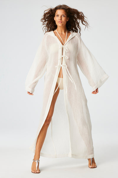 THE BEACH CAPE in WHITE SORRENTO GAUZE