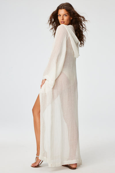 THE BEACH CAPE in WHITE SORRENTO GAUZE