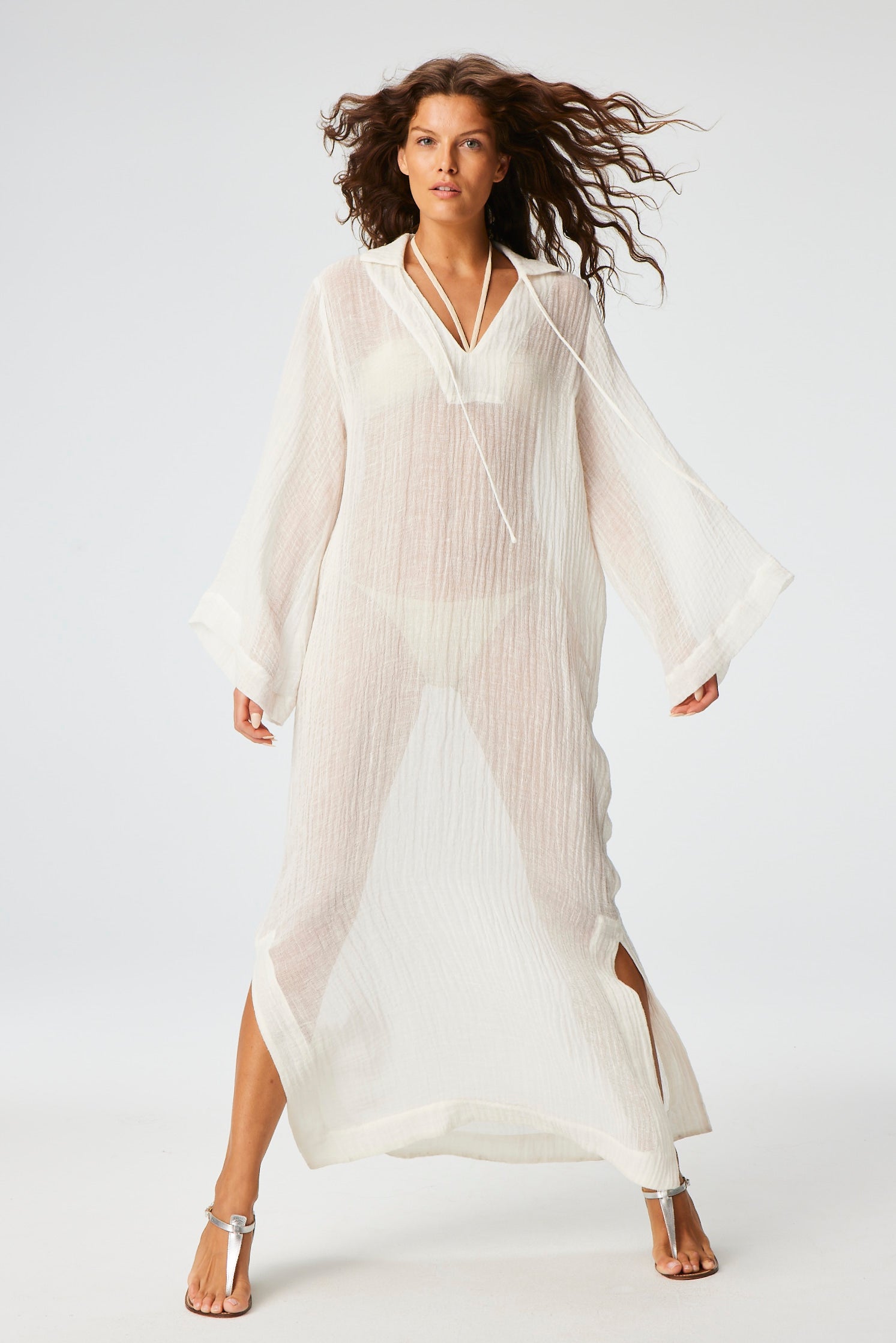 THE TUNIC CAFTAN in WHITE SORRENTO GAUZE*