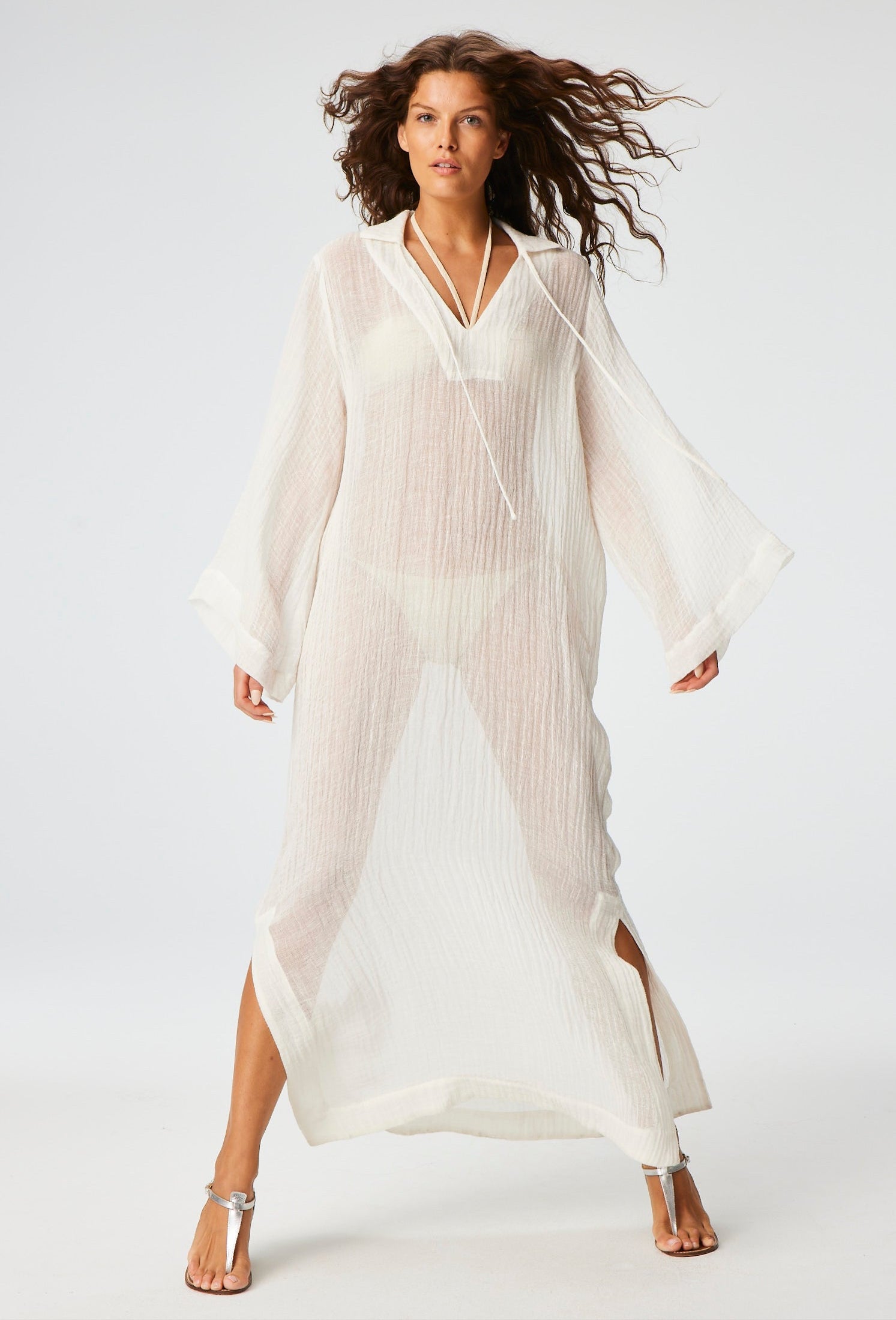 THE TUNIC CAFTAN in WHITE SORRENTO GAUZE
