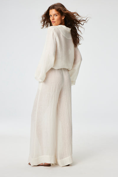 THE LOW-WAIST WIDE LEG PANT in WHITE GAUZE