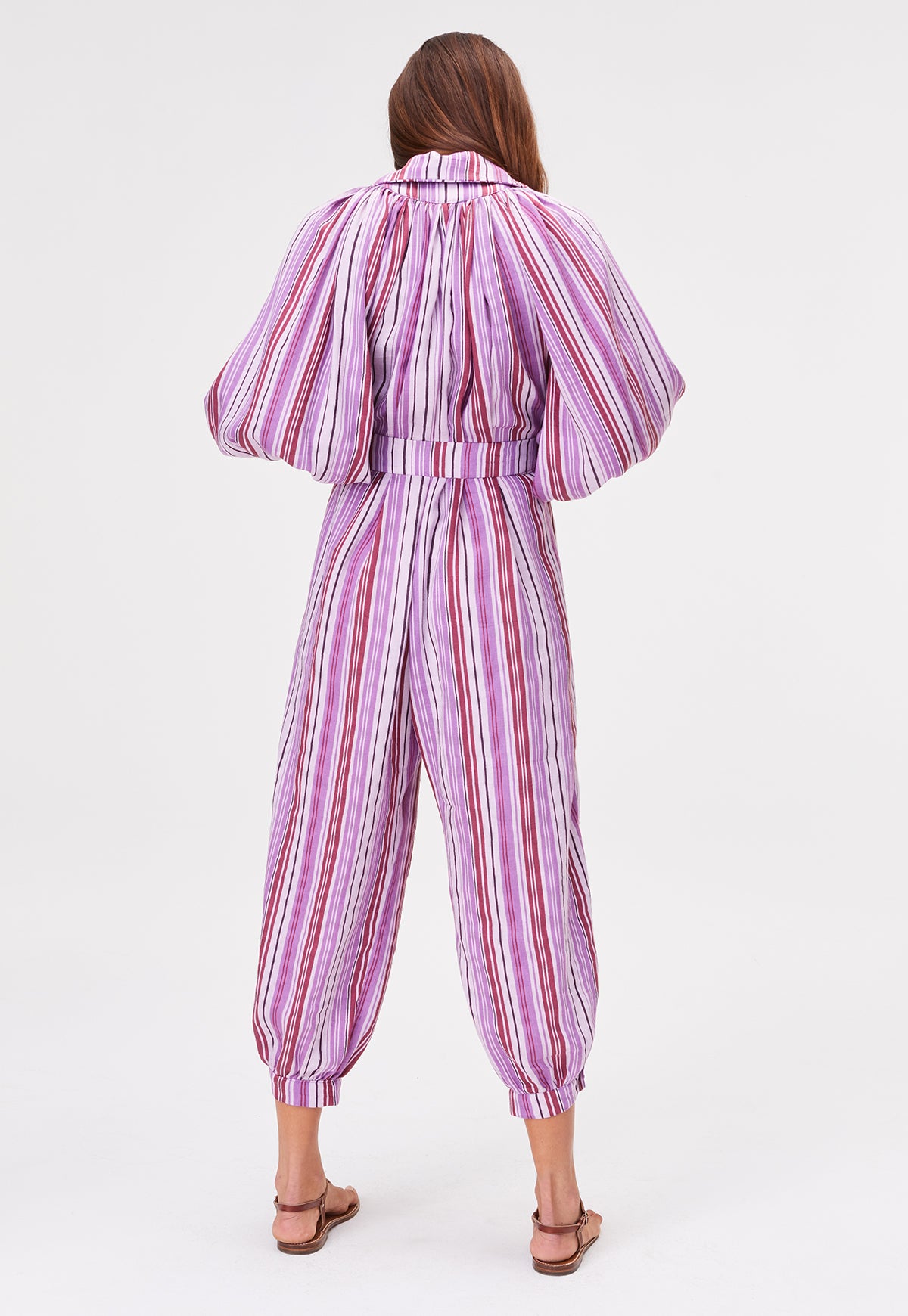 THE POET JUMPSUIT in BLUEBERRY STRIPED LINEN