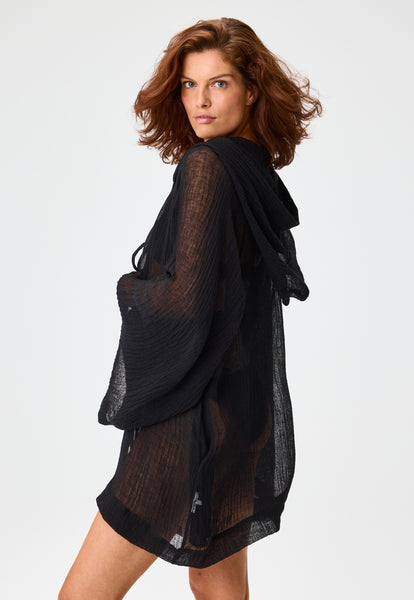 THE BEACH CAPE MINI in BLACK SORRENTO GAUZE