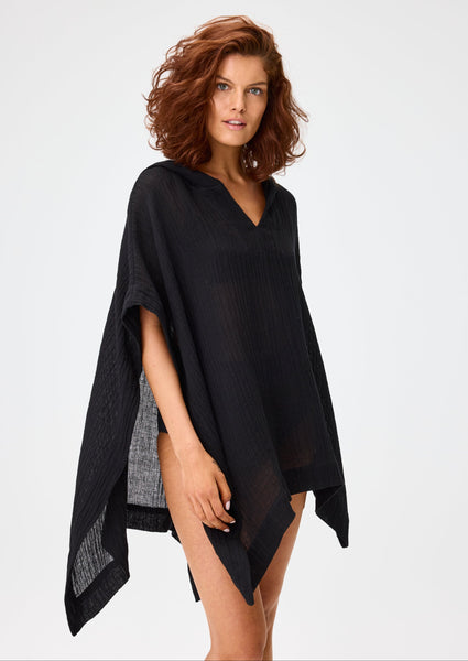 THE BEACH PONCHO SHORT in BLACK GAUZE