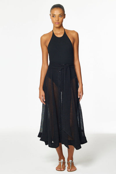 THE BEACH SKIRT in BLACK SORRENTO GAUZE