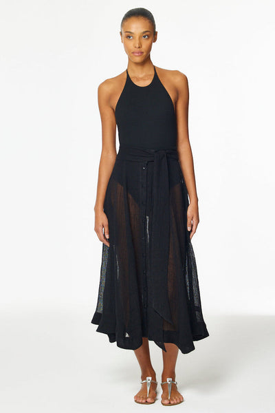 THE BEACH SKIRT in BLACK SORRENTO GAUZE