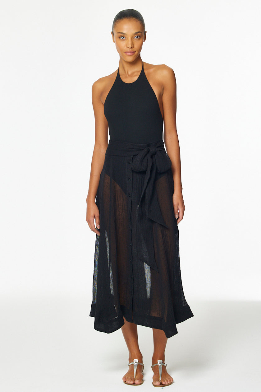 THE BEACH SKIRT in BLACK SORRENTO GAUZE