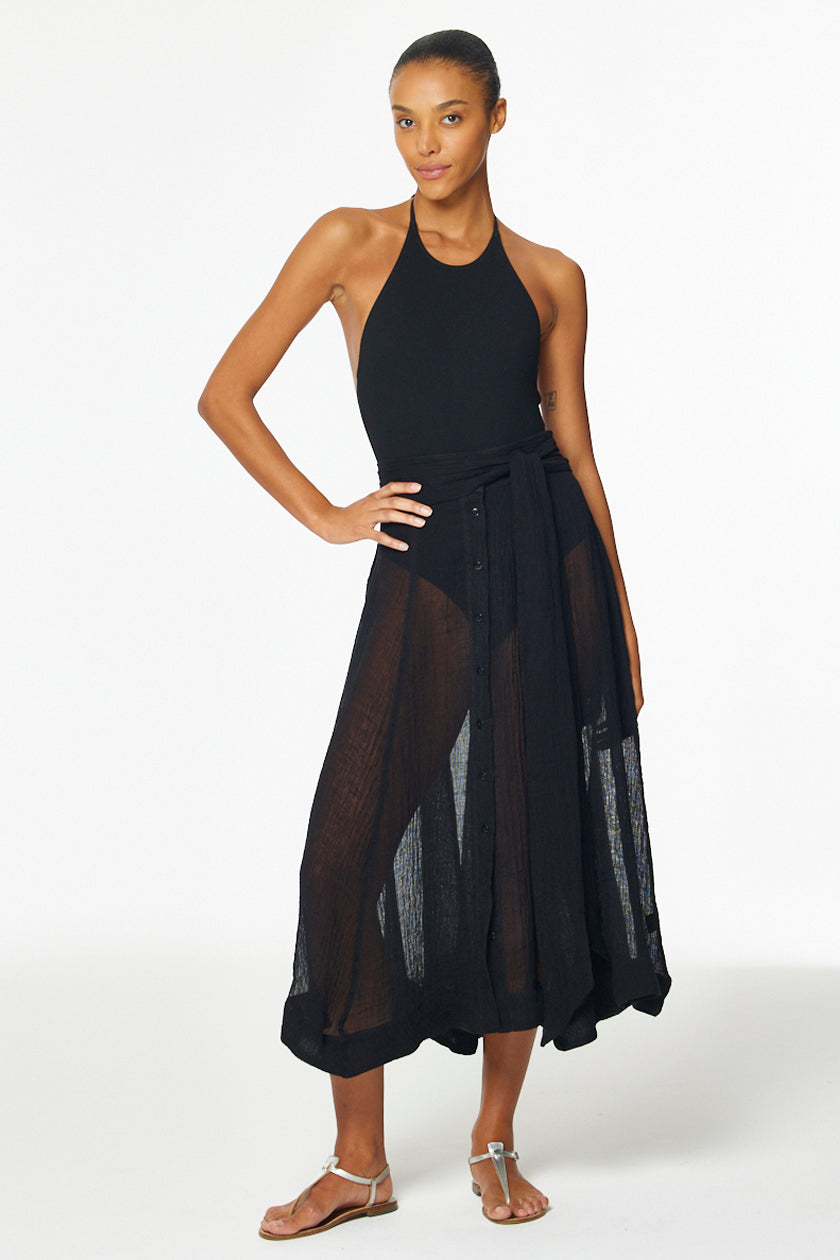 THE BEACH SKIRT in BLACK SORRENTO GAUZE