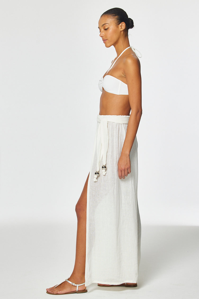 THE FARRAH WRAP PANT in WHITE GAUZE