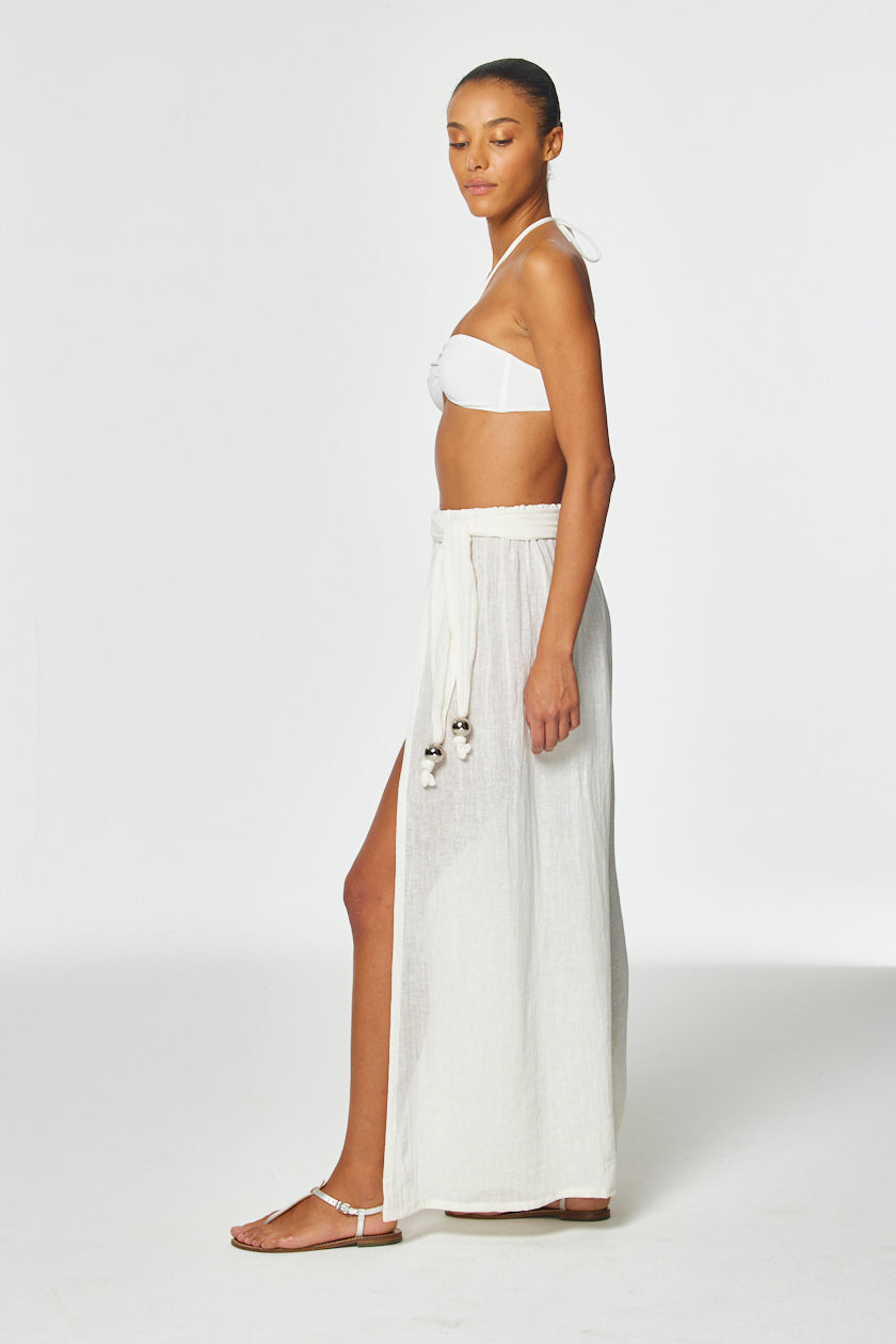 THE FARRAH WRAP PANT in WHITE GAUZE