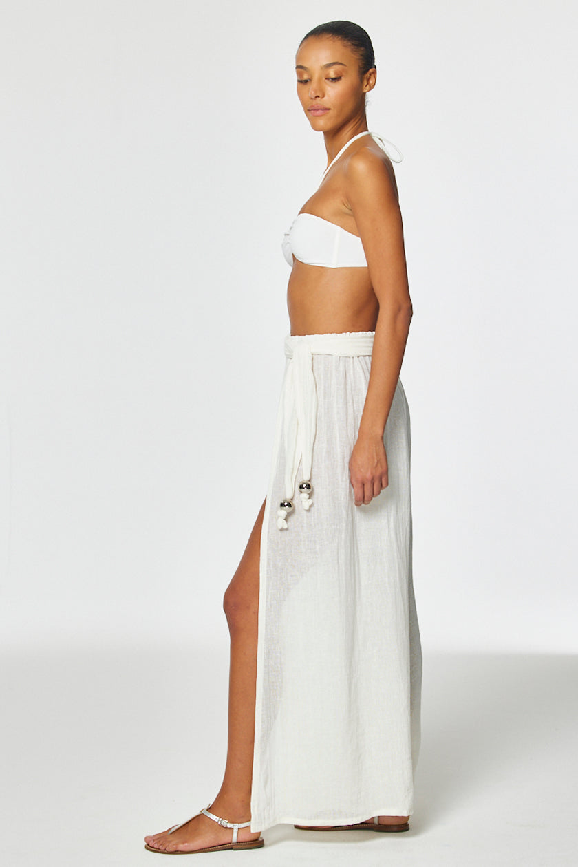 THE FARRAH WRAP PANT in WHITE GAUZE
