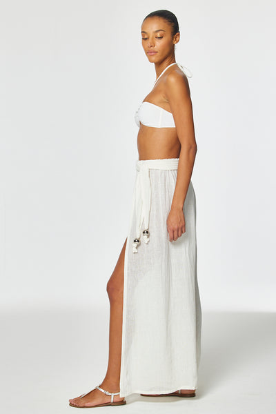 THE FARRAH WRAP PANT in WHITE GAUZE