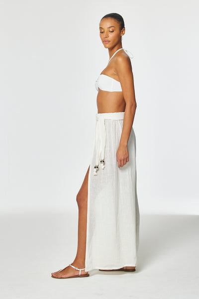 THE FARRAH WRAP PANT in WHITE GAUZE