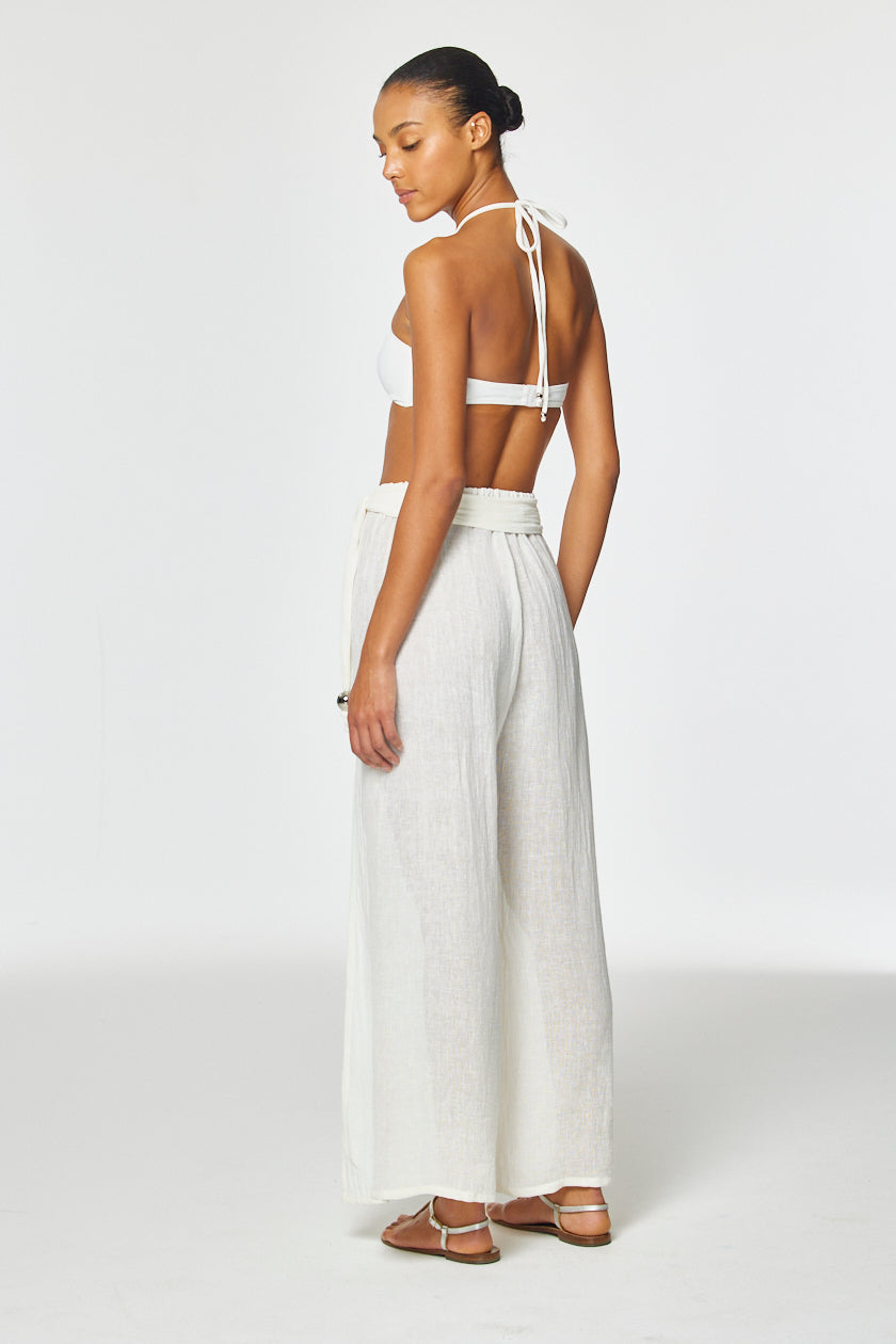 THE FARRAH WRAP PANT in WHITE GAUZE